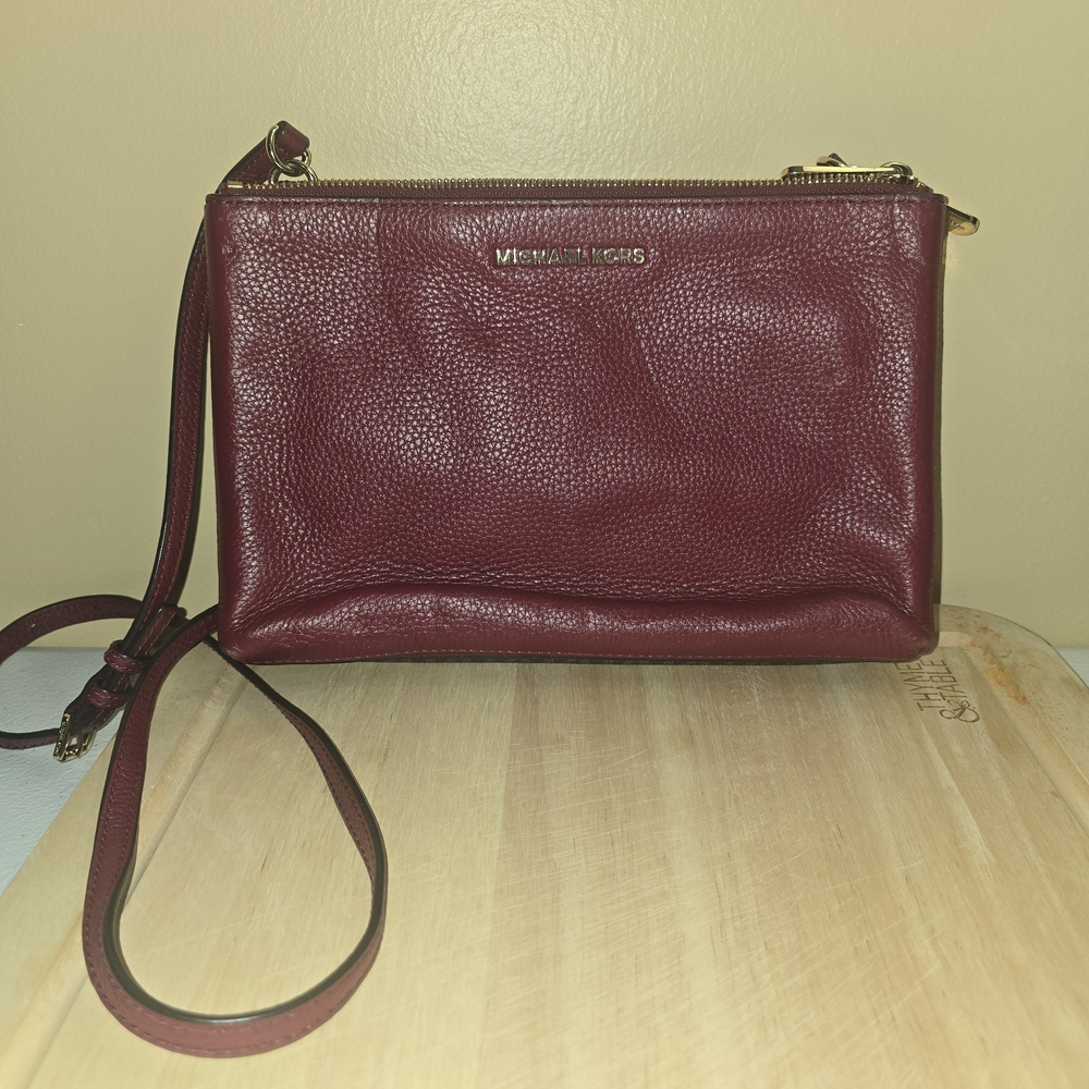 Michael Kors Burgundy Leather Crossbody Bag